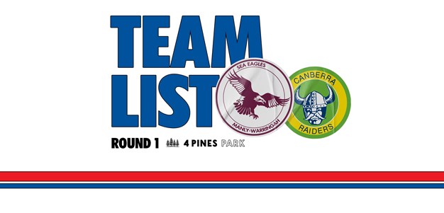 Team List: NRL Round 1 vs Raiders