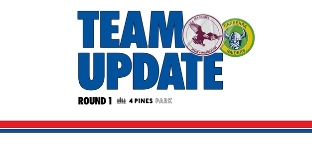 Team Update: NRL Round 1 vs Raiders