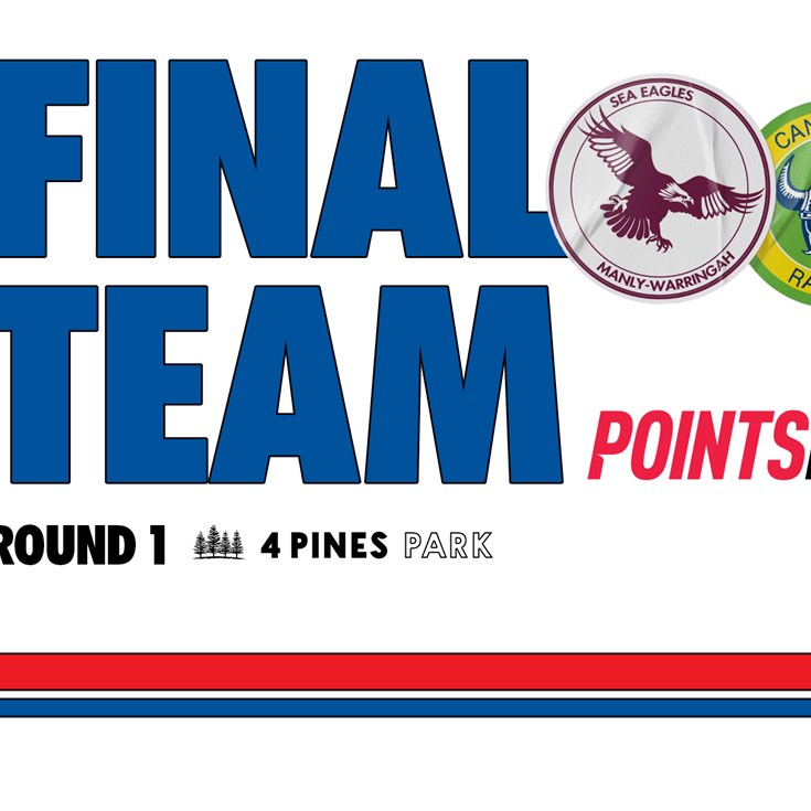 Final Team: Round 1 vs Raiders