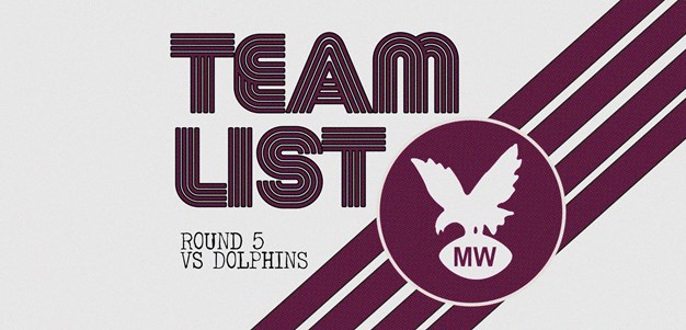 Team List: NRL Round 5 vs Dolphins