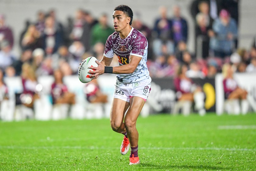 Lehi Hopoate makes his NRL debut for Manly in Round 12, 2024 at 4 Pines Park vs Storm