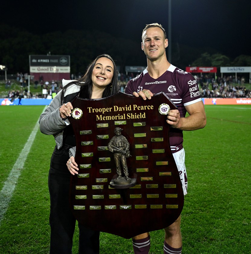 David's daughter Stephanie with former Manly captain Daly Cherry-Evans in 2025