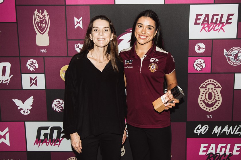 Manly Warringah Sea Eagles Board Director Julie Sibraa with Dior O'Davis