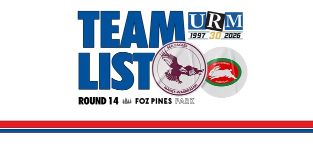 Team List: NRL Round 14 vs Rabbitohs