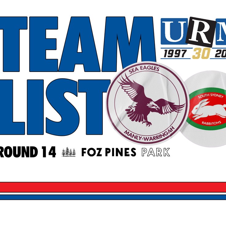 Team List: NRL Round 14 vs Rabbitohs
