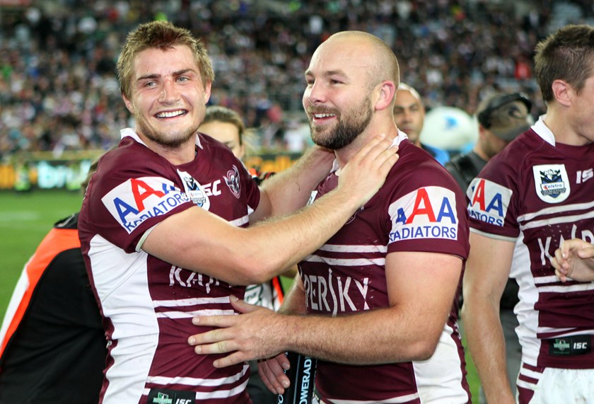 Foz congratulates Clive Churchill Medal Winner Glenn after the 2011 Grand Final