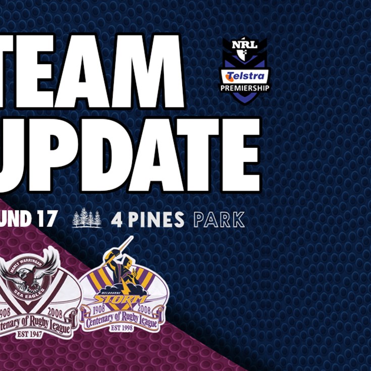 Team Update: NRL Round 17 vs Storm