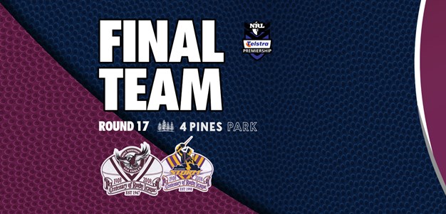 Final Team: NRL Round 17 vs Storm