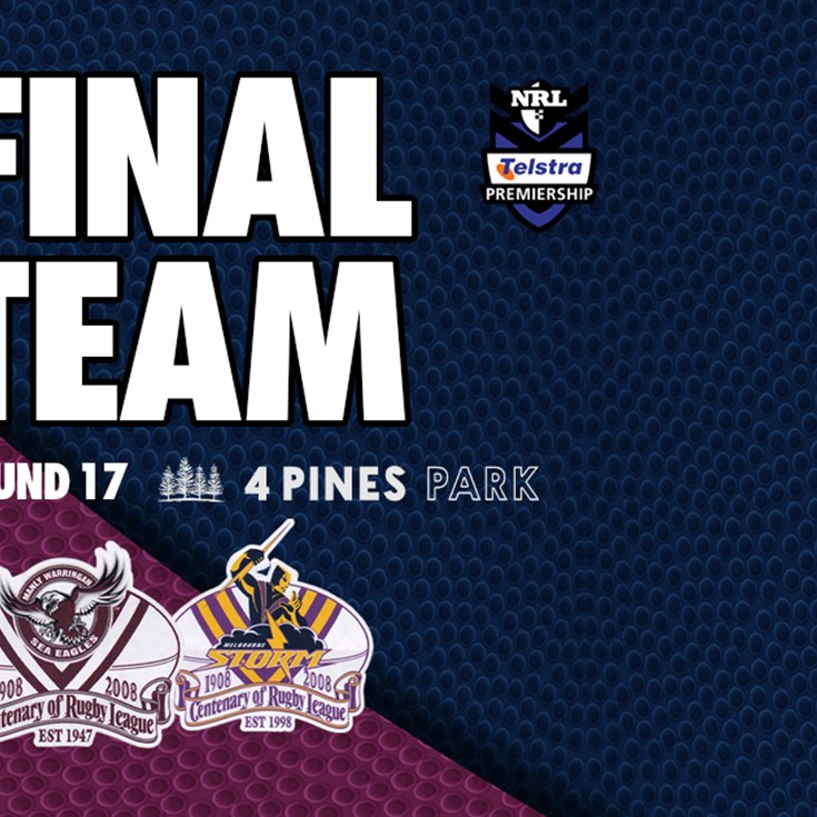 Final Team: NRL Round 17 vs Storm