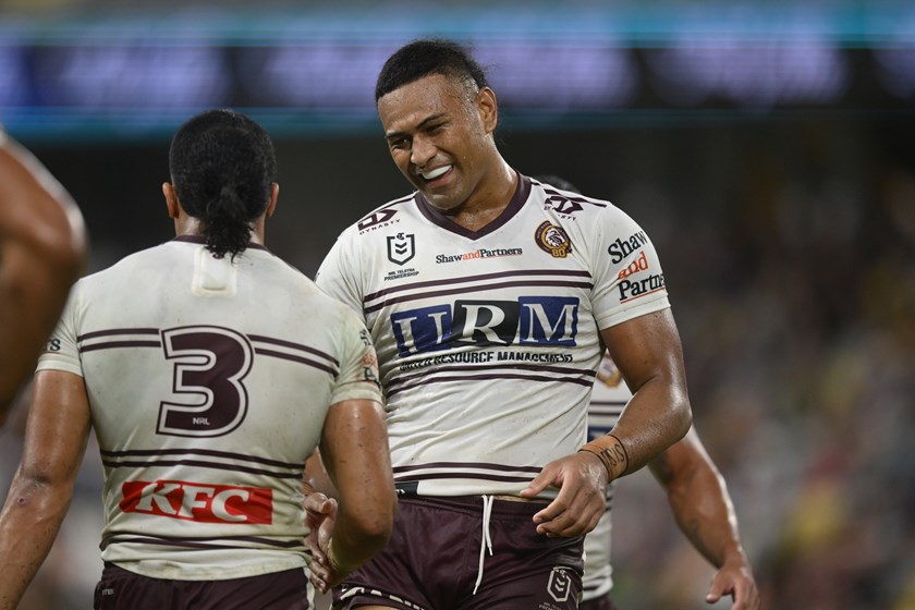 Blues Brothers: Haumole and Tolu all smiles after victory in Townsville in Round 7