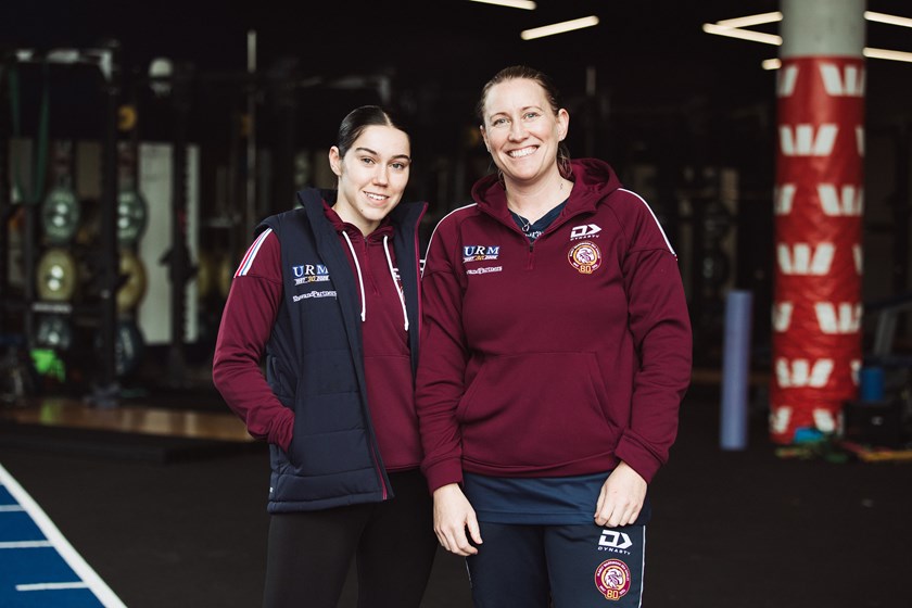 Angela James (right) with Sea Eagles Dietician Alana Francis