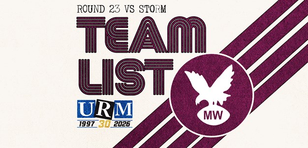 Team List: NRL Round 23 vs Storm