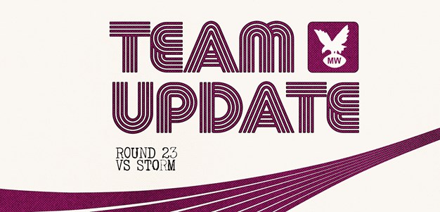 Team Update: NRL Round 23 vs Storm