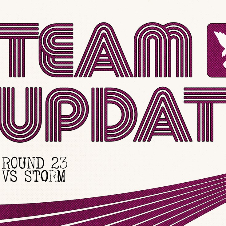 Team Update: NRL Round 23 vs Storm