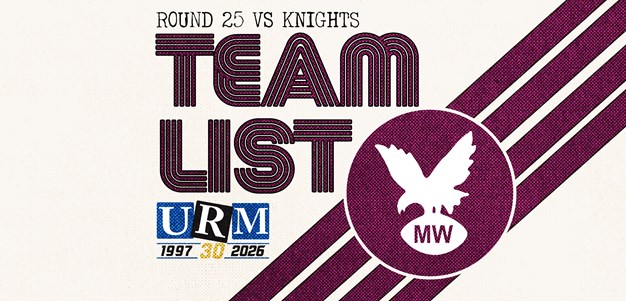 Team List: NRL Round 25 vs Knights