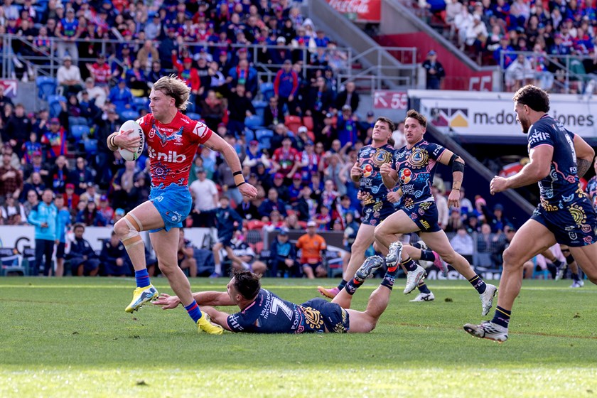 Knights five-eighth Fletcher Sharpe has scored five tries in his last three games.