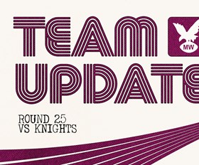 Team Update: NRL Round 25 vs Knights