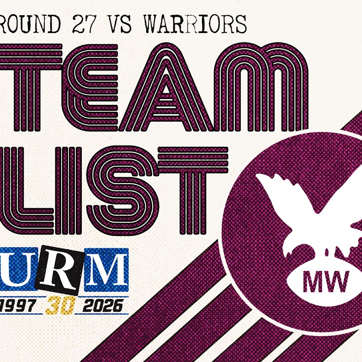 Team List: NRL Round 27 vs Warriors