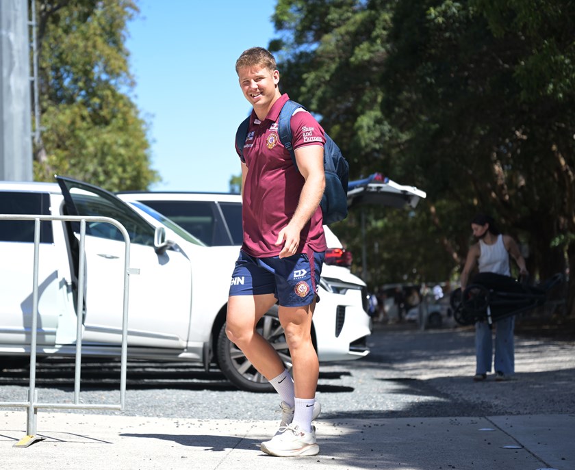 Bryan on arrival at 4 Pines Park ahead of his first game for the Sea Eagles against the Knights