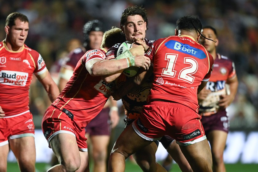 Baker against the Dolphins at 4 Pines Park in Round 24