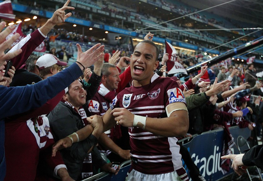 Celebrations after the Sea Eagles' 2011 Grand Final victory