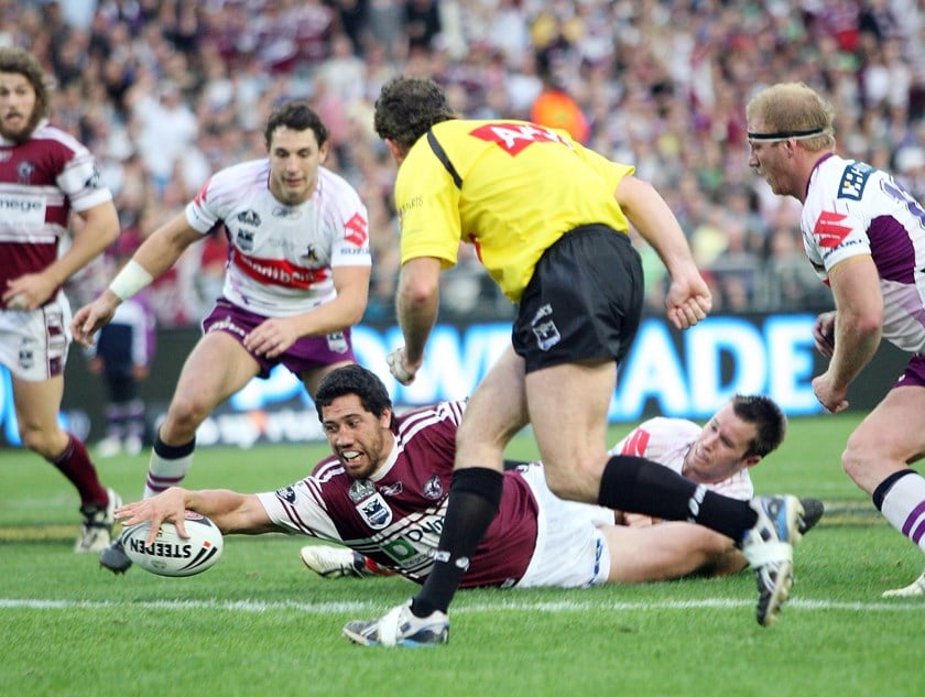 Brent Kite scored one of Manly's eight tries against the Storm in 2008 Grand Final