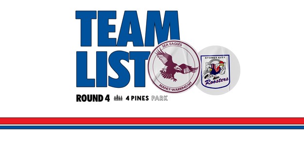 Team List: NRL Round 4 vs Roosters
